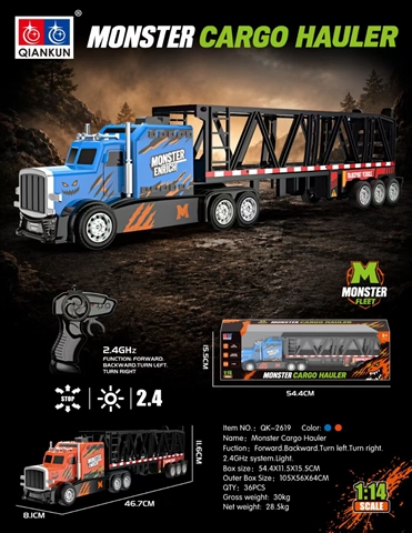 1/14 4-Channel RC Tractor-Trailer with Lights (cts352392)