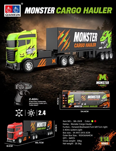 1/14 4-Channel RC Tractor-Trailer with Lights (cts352393)